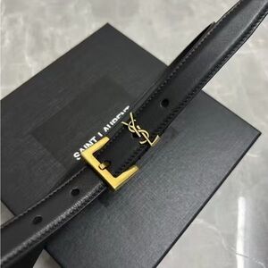 Yves Saint Laurent Black Belt Bag with Gold Buckle